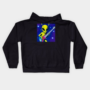 Alien with guitar - space jam Kids Hoodie